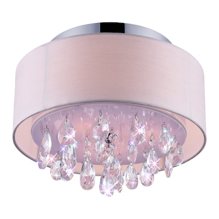 Cwi Lighting Dash 3 Light Drum Shade Flush Mount With Chrome Finish 5443C14C (Off White)